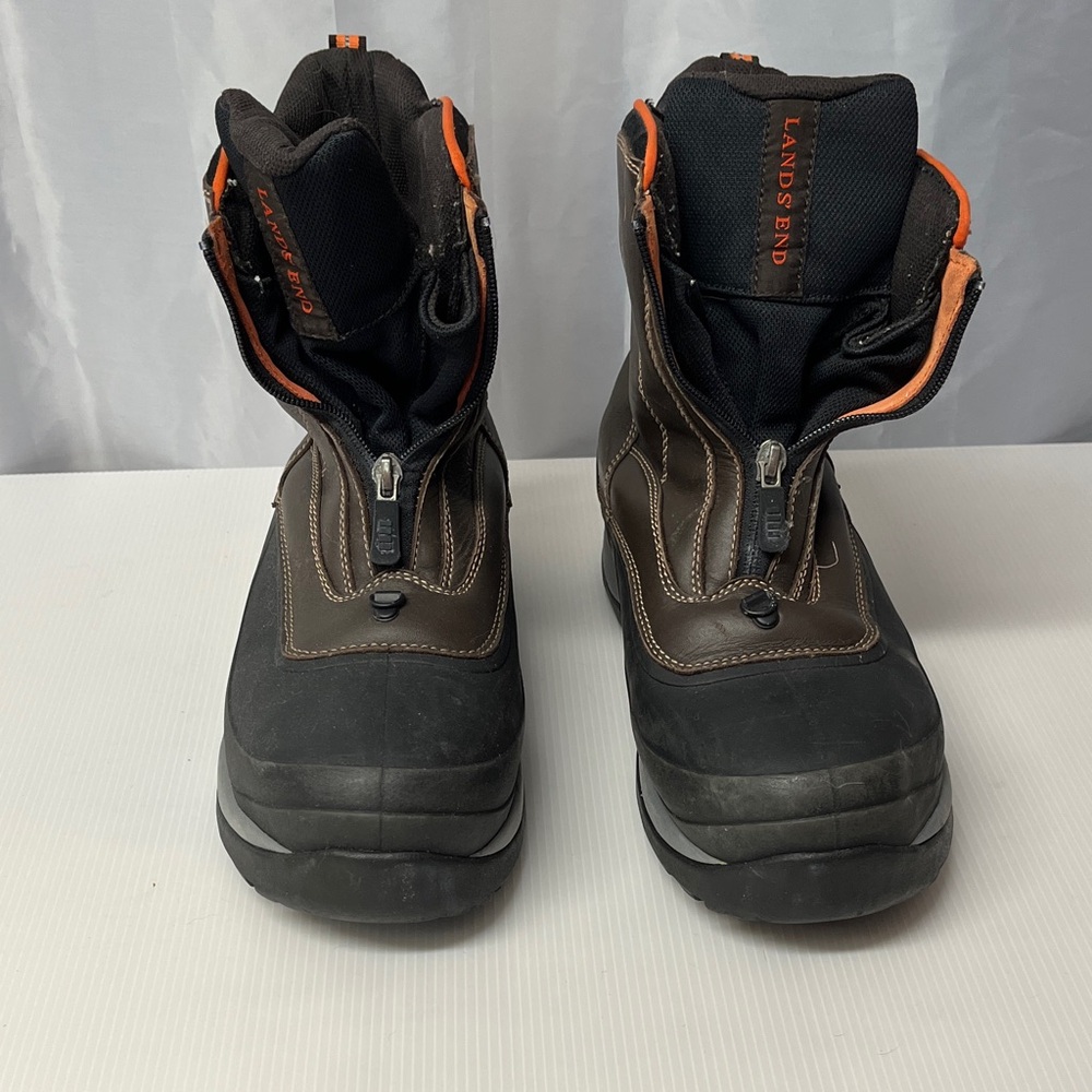 Lands' End Men's Black and Brown Snow Boots. 2327